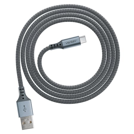 Ventev Chargesync Alloy USB A to USB C 2.0 Cable 4ft, Steel Gray ACABACSTEELVNV